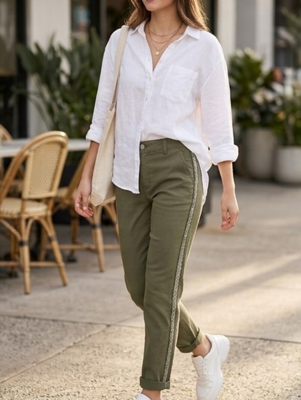 Boden Richmond Side Stripe Chino Pants Khaki Green US 10R Great Condition